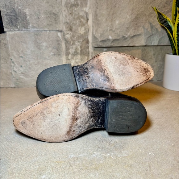 💕 FRYE Billy Short Distressed Women’s Black Leather Biker Boots Size 7.5 B - Picture 4 of 11